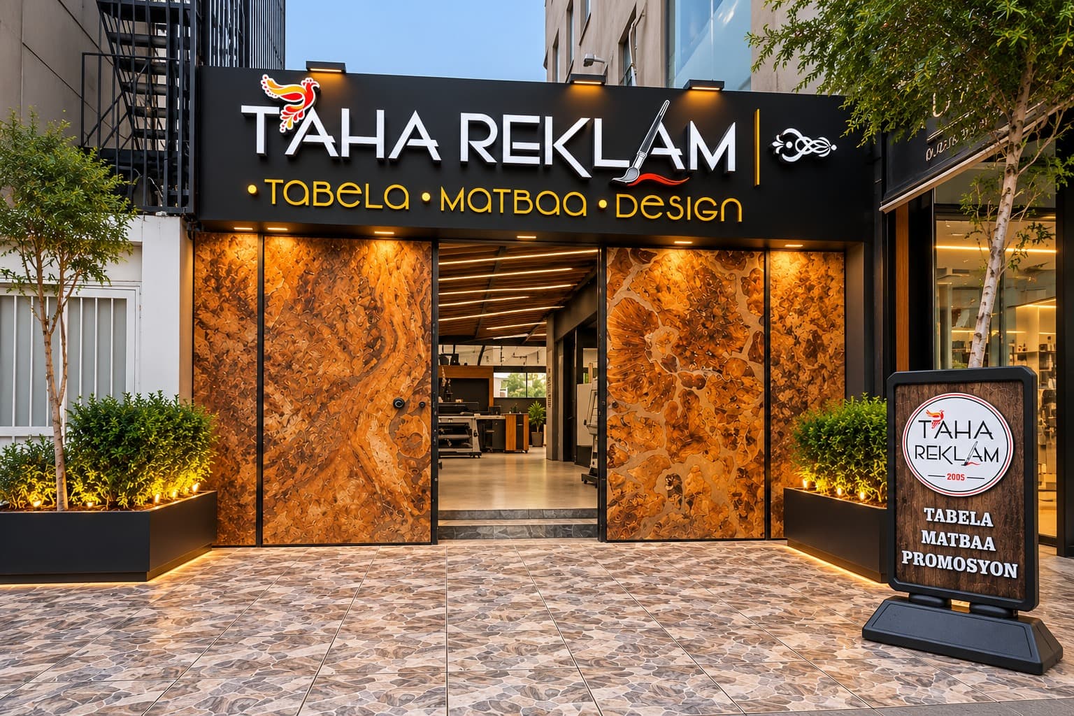 Taha Reklam tabela, matbaa ve tasarım mağazası cephesi